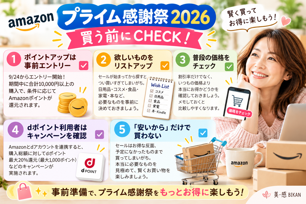 Amazonアマゾンプライム感謝祭2026で買い物する前に確認したい5つのお得ポイントをまとめ